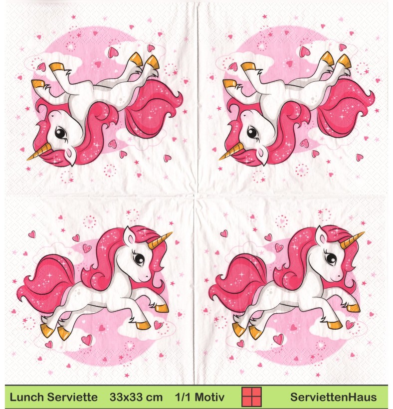 Kleines rosa Einhorn - 1 Lunch Serviette